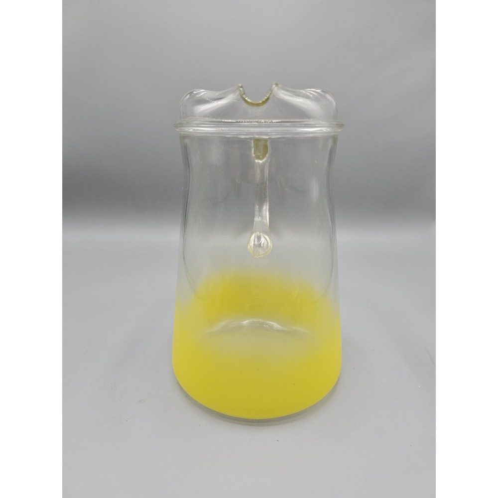 Vintage Blendo Frosted Yellow Pitcher West Virginia Glass 9.5" MCM 50s 60s - Picture 2 of 9